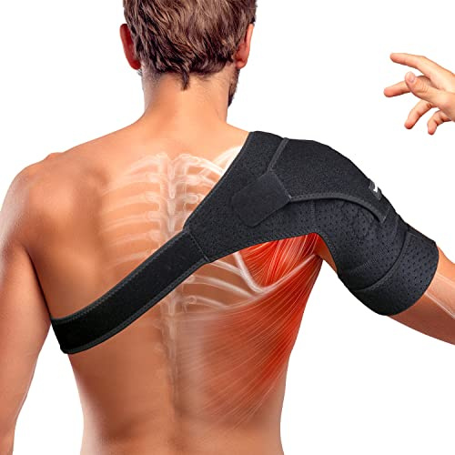 Thx4COPPER Magnetic Shoulder Brace, Compression Support Wrap Belt, Adjustable Stabilizer,Arm Injury Prevention for Dislocated AC Joint, Labrum Tear, Pain, Arthritis, Bursitis, Scapula Tendonitis-LS