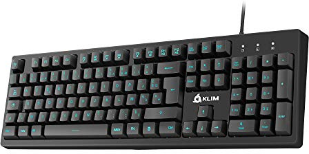 KLIM Bolt - Clavier Gamer AZERTY FR + Frappe Rapide et Précise + Clavier RGB Filaire avec Commandes Multimédia + 7 couleurs et 3 effets + Compatible PC PS4 Xbox One + Noir + NOUVEAUTÉ 2024