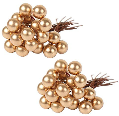 LKXHarleya Artificielle Or Baies De Houx 24 Pcs 10mm Faux Baies De NoëL pour Mariage DéCoration De NoëL Fleur Guirlande DIY, Style 1