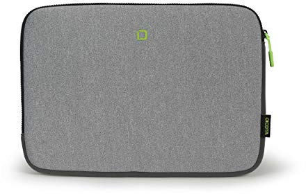 DICOTA Skin Case FlOW, Laptop/Notebook/Tablet Hülle, Neopren-Laptoptasche, Elastisch, Grau/Gelb, für Laptops 13-14.1“