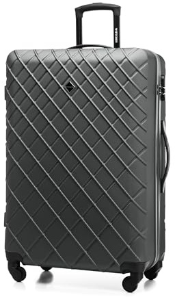 WITTCHEN Resväska Handbagage Kabinväska Hårdfodral i ABS med 4 svänkbara hjul Kombinationslås Teleskopiskt handtag Classic Line Storlek L Svart