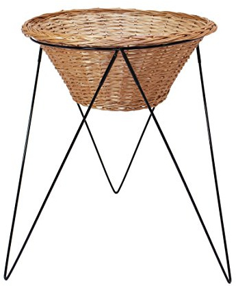 Verkaufsständer mit Weidenkorb Ø 60 cm, schwarzes Metallgestell, Warenkorb | Aktionskorb, Wühlkorb, Präsentationskorb, Verkaufsschütte, Verkaufs-Korb mit Ständer, Weidekorb, Auslagekorb