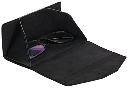 Solo Pelle Faltbares Brillenetui aus echtem Leder, tragbare Brillenbox zum falten, Brillen Etui mit Magnetverschluss Sonnenbrillenetui für Herren Damen Kinder (Schwarz)