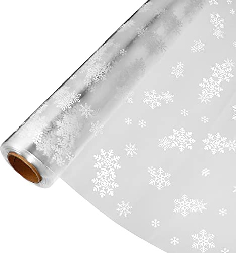 TOYANDONA Weihnachten Zellophan Wrap Rolle Schneeflocke Floristen Papier Wrapper 3 Mil Dicke Kristall Clear Wrapping Papier für Geschenke Körbe Blumen Lebensmittel Kunst& Handwerk