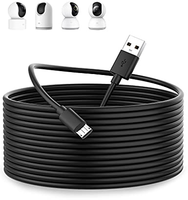 Câble Micro USB 10m, Long Câble Chargement pour Mi 360° Home Security Camera 2K Pro/360° Home Caméra Sécurité 2K/Smart Camera C300 C200, Type A vers Micro USB Cable Charge pour Caméra Sécurité, noir