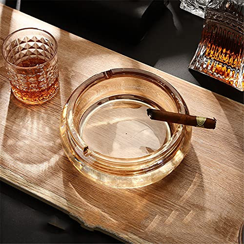 Aschenbecher,Mittelleichter Luxus-Kristallglas-Aschenbecher, Wohnzimmer-Büro-Aschenbecher-Bernstein