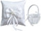 Sipiris Cuscino Fedi Nuziali Bianco e Cestino Porta Petali Matrimonio,2PCS Cuscino Porta Fedi Nuziali Cuore Cuscino Porta Fedi Nuziali Cuscino di Anello per Feste Cerimonie Matrimoni