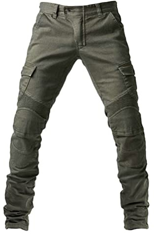 ORANDESIGNE Homme Pantalon de Moto pour Jeans de Moto Pantalon d'armure de Motard Pantalon de Protection pour vélo, 4 x Tapis de Protection A Vert XL