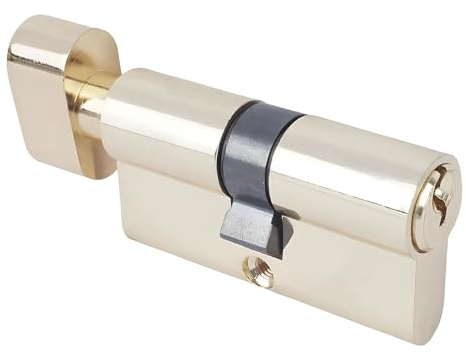 BAUSTER® Cylindre de serrure en laiton avec bouton, serrure à cylindre 30/40, cylindre profilé, accessoires de rechange, clé réversible, serrure de sécurité, serrure de porte d'entrée, serrure de