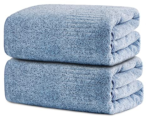 SEISSO Set di 2 Asciugamani da Bagno Grandi, 90x160cm Asciugamani Extra Assorbenti e ad Asciugatura Rapida per Bagno in Fibra, Multiuso per Fitness, Spa, Asciugamani Sportivi, Azzurro