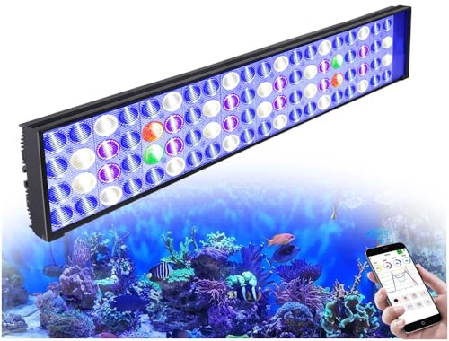 PopBloom H54 WiFi Meerwasser LED Lampe, Vollspektrum Led Aquarium Beleuchtung für Reef Coral SPS/LPS Fischaquarium, APP unterstützt Deutsch (54cm für 55-70cm)