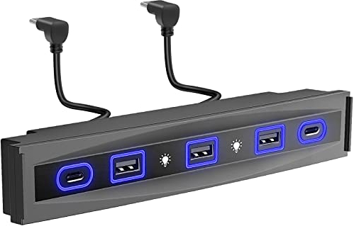Snxiwth USB Hub for Tesla Model Y Model 3 Accessories, 5 Port USB Charger Type C Adapter USB-C USB-A LED Center Console