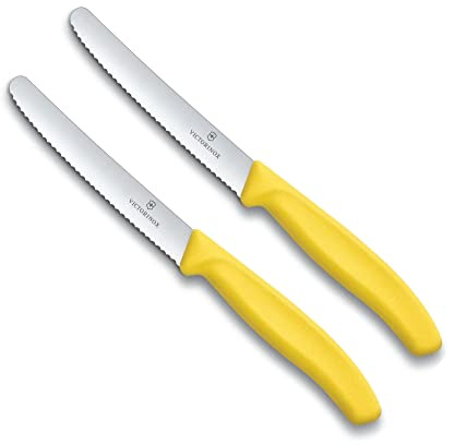 Victorinox | 2 Stück Tafelmesser Swiss Classic | Gelb | Tomatenmesser mit Wellenschliff | rostfrei | Swiss Made