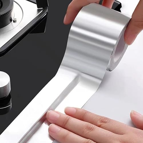 EUYIMOMO dichtungsband selbstklebend Hochtemperatur-Aluminiumfolie-Klebeband wasserdichte Aufkleber Küchenspülen, Selbstklebende fettbeständige Aufkleber Waschbeckennähte (Color : Silver, Size : 5cm