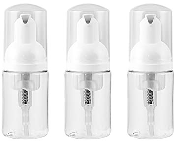 3 Pcs 30 ml Clear Plastic Foam Pump Bottles Soap Foamer Bottle Dispenser Empty Cleanser Bottles Travel Foaming Containers Refillable Cosmetic Pump Dispensers
