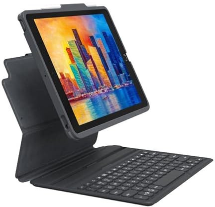 ZAGG Teclado Pro Keys, iPad de 10,2 pulgadas (Gen 7, 8 y 9), desmontable, retroiluminado, batería larga, liviano, ranura para lápiz, emparejamiento de dispositivos múltiples (idioma español no garantizado)