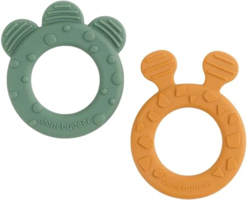 Done by Deer 4329099 Beißring 2er Set Silikon - Deer friends ocker/grün
