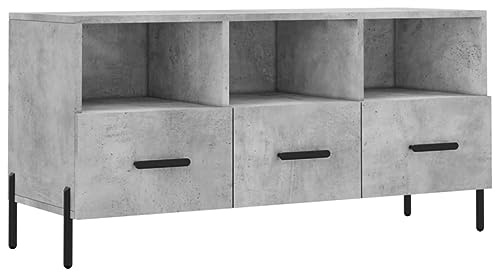 vidaXL Modern TV Cabinet in Smoked Oak - Engineered Wood Media Unit with Iron Legs and Spacious Storage - Living Room, Bedroom Furniture