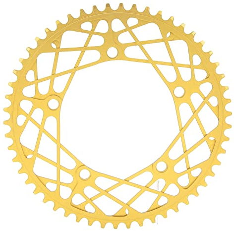 Tissting Fahrrad Kettenblatt 130 BCD 54T Aluminiumlegierung Rund Faltrad Kettenblätter Kettenschutz Einteiliges Hohlkurbel Kettenblattschutz für Rennräder BMX MTB(Gelb)
