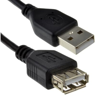 iTechCover USB Extension Cable A to A Extender Lead/Male Plug to Female Socket for Extending Connection to Peripherals/Printers/Cameras/Mice/Keyboards/Black / (0.5m / 50cm / 1.64ft)