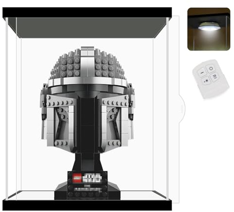 NONEMEY Clear Acrylic Display Case with Remote Control Light for Collectibles, Dustproof Model Showcase Organizer Box, Display Case for Collectibles (7.8x7.8x9.8inch,20x20x25cm)