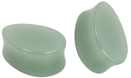 Lieson Ear Tunnel Flesh, 2 Stück Flesh Tunnel Jade Solide Tropfen Stein 8mmx12.5mm Ohr Plug Hellgrün