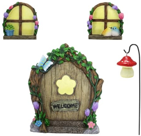 ZUHK Miniature Fairy Gnome Home with Micro Resin Mushroom - Fit for Tree Statues, Yard & Garden Sculpture - Outdoor Decor Accessory (Flower)