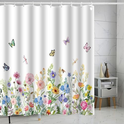 FAIRYGATE Bathrooms Showers Badvorhang Duschvorhang 180x180 cm Duschvorhänge Badewanne Vorhang Wasserdichter mit 12 Duschvorhängeringen Blickdicht Shower Curtains für Badezimmer B9715