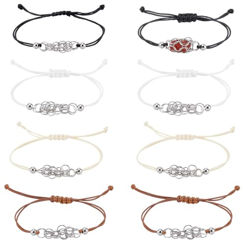 PH PandaHall 8pcs Porte Bracelet en Cristal 4 couleurs Support de Pierre Vide pour Bracelets Tressés Support à Quartz Cordon en Polyester Ciré Réglable avec Cage pour Bracelet à Faire Soi Même