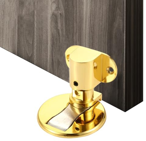 LUPATDY 2 Stück Türstopper Boden Magnetisch, Metall Magnetischer Türstopper Verstellbarer Turstopper mit Klebeband und Schrauben, Selbstklebend Turstopper für Büros Zuhaus (Goldene)