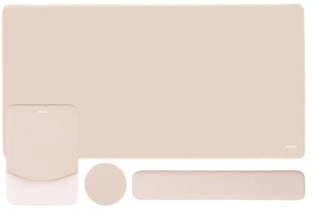 MOSISO Kit Tapis Souris Gaming & Repose-poignet Clavier,Abricot | Tapis Souris Rectangulaire avec Repose-poignet & Sous-verre, Antidérapant, Ergonomique, Bord Silicone Incurvé