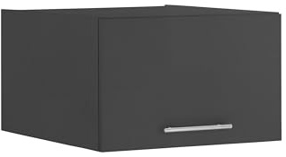 Aufsatzschrank >LAUNDREEZY< in Anthrazit mit silberfarbenen Stangengriffen, 60x38x68 cm, beidseitig montierbarer Tür, matt beschichtete Oberfläche, robuste Holzwerkstoff-Konstruktion, einfache Montage