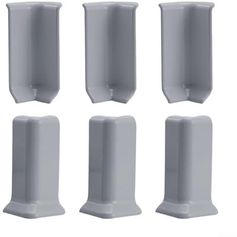 Entgoinggo 6 Pcs Baseboard Corner Blocks Set, Baseboard Trim Corner Blocks, Adhesives Baseboard Corner Blocks for 10cm Height Skirting Wall Base Trim(L Grey)