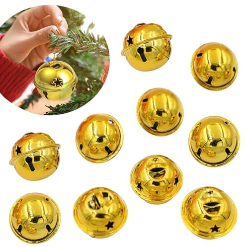 10 Stück Weihnachtsglocken 5 cm Gold Große Glocken Metallglocken für Weihnachtsdekoration Hochzeit Geburtstag Party Dekoration Dekoration Dekoration