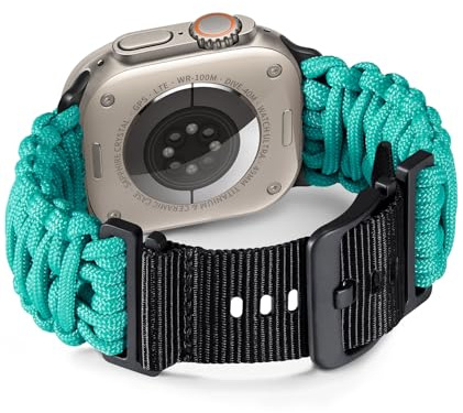 BINLUN Kompatibel mit Apple Watch Armband 49mm 46mm 45mm 44mm 42mm Paracord Geflochten Handgefertigtes Nylon Sportarmband Geeignet für iWatch10/9/8/7/6/5/4/3/2/1/SE2/SE1/Ultra 2 /Utral 1 Herren Damen