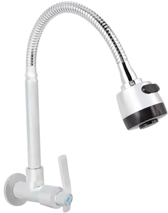G1/2inch Cucina Singolo Tipo Freddo Rubinetto, Rubinetto Muro in acciaio inossidabile 360 Gradi Rubinetto da Bar con Maniglia Singola per Uso Domestico in