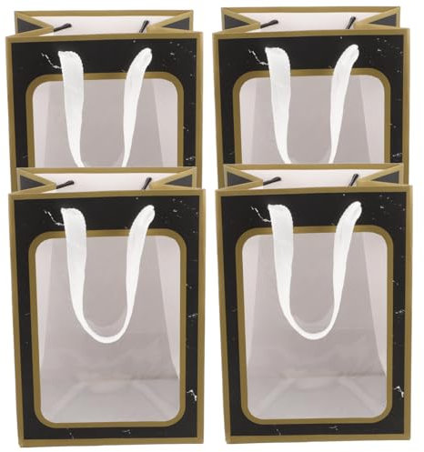 Ipetboom 4stücke Blumenstrauß-verpackungsbeutel Aus Blumen-verpackungsbeutel Mit Sichtfenster Kraftpapier-geschenkbeutel Für Shop Und Homeverwendung
