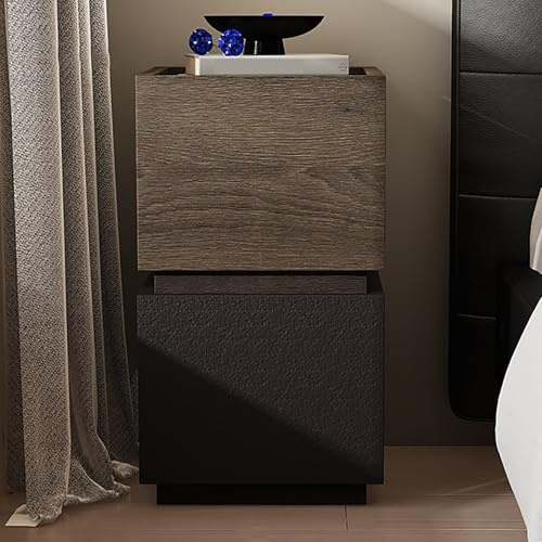 Mesitas de Noche de Madera Maciza, Mesa Auxiliar con 2 Cajones Grandes y Diapositiva silenciosa, Robusta y Estable, Mesilla de Noche Pequeña para Dormitorio, Sala de Estar, Pasillo(Walnut)