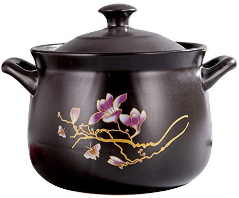 SUNMME Casseruola Rotonda in Ceramica con Coperchio, pentola per zuppa Fatta a Mano, pentole per cipolle in Terracotta Adatte per fornelli a induzione, 3,17 Litri (5,3 Litri)