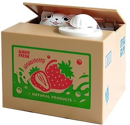 KBIBCK Karikatur Katze Spardose für Kinder, Elektronisches Sparschwein, Spardose Lustig, Automatisch Stehlende Katze Münzbox, für Kinder Mädchen Spielzeug Geburtstag Geschenk