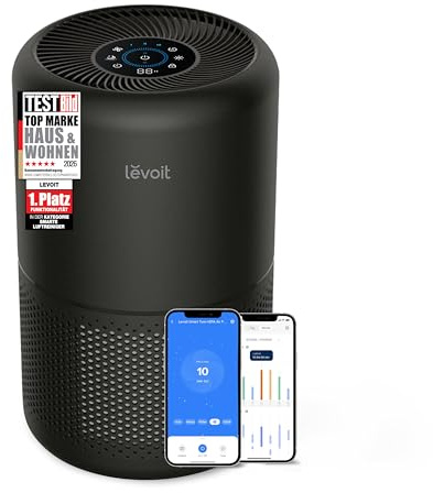 LEVOIT Purificateur d'air avec filtre HEPA, débit d'air de 258 m³/h pour une pièce fumeur de 54 m², élimine 99,97% des moisissures, du pollen et des poils d'animaux. Purificateur d'air