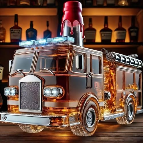 Whiskyflasche in Form eines Feuerwehrautos, 300 ml, Glaskaraffe, handgeschnitzt, Automotiv, Schnapsspender, personalisiertes Weingeschirr, einzigartiges Dekorationsgeschenk für Zuhause, Bar(A)