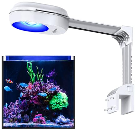 PopBloom Meerwasser Led Beleuchtung, 60W Salzwasser Aquarium LED Licht, Vollspektrum Aquarium Lampe LED Riff Salzwasser mit Einstellbarer Helligkeit, für Coral Marine Tank