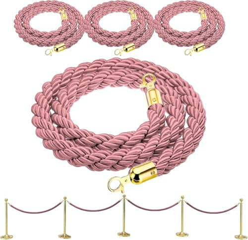 LQSYBHD 4 Pezzi Corda di Controllo della Folla,Corda Barriera con Ganci,Stanchion Rope,Corda per Corrimano,Corda di Velluto,per Controllo Folla(Size:3.3ft)