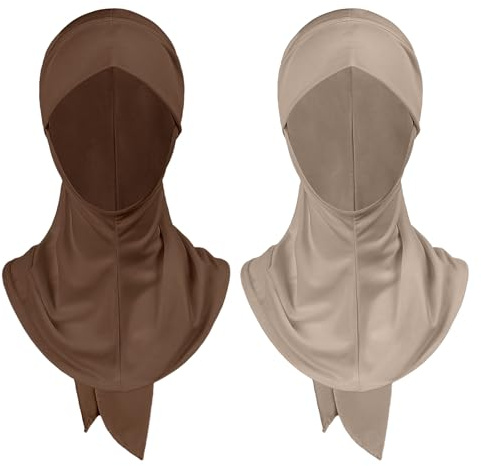 2 Stück Jersey Kopftuch Frauen Hijab Schal Verstellbare Kopfbedeckung Stylischer Turban Muslim Kleid Abaya Mütze Undercap Under Scarf Headwrap Schleier Kostümzubehör Kopfkappe Für Chemo Haarausfall