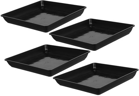 Gatuida 4pezzi Vassoi in Plastica Pp per Piante Sottovasi Rettangolari Multiuso Vaschette Raccogligocce per Vasi da Fiori Interni e Esterni per Proteggere Pavimenti e Tappeti