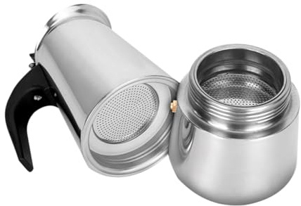 Veemoon Cafetière Italienne Acier Inoxydable Tasses Machine Café Expresso avec Filtre Poignée Anti-brûlure Compatible Gaz Vitrocéramique et Électrique pour Usage Maison et Camping