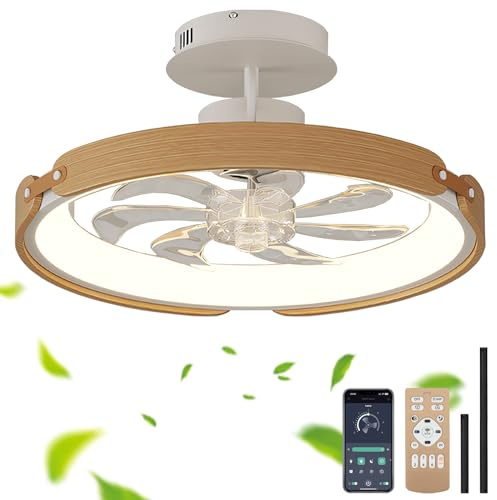 Ventilatore da soffitto retrò dimmerabile con luce LED da 58 W, motore DC muto reversibile a 6 velocità, telecomando e controllo APP, ideale per camera da letto, cucina e soggiorno - Finitura in