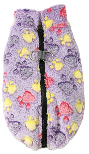Fenhaodian Hundebekleidung, Flauschiger Fleece-Wintermantel für Hunde, Welpen und Katzen, reflektierende Kleidung mit Pfotenabdrücken, geeignet für kleine Hunde, Katzen, Chihuahuas und Möpse