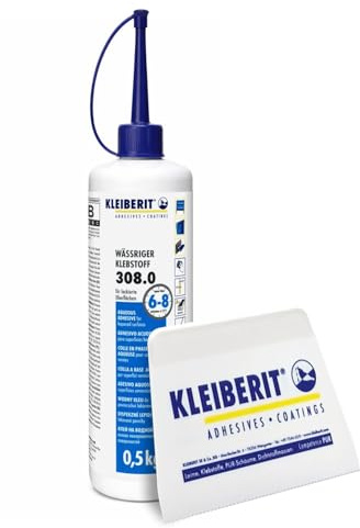 Kleiberit 308.0 Lackleim – 0,5 kg Flasche inkl. Leimspachtel | 1K Dispersionsleim für Holz, Furnier & Lackoberflächen, hohe Festigkeit, überlackierbar